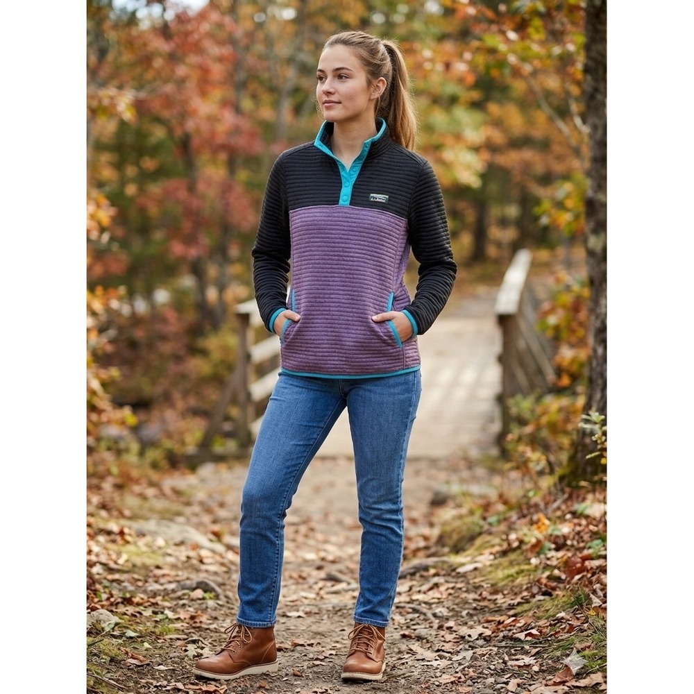 LL Bean Womens Sz SP Quilted  Ultralight /UV 50 + Pullover Jacket 510110‎